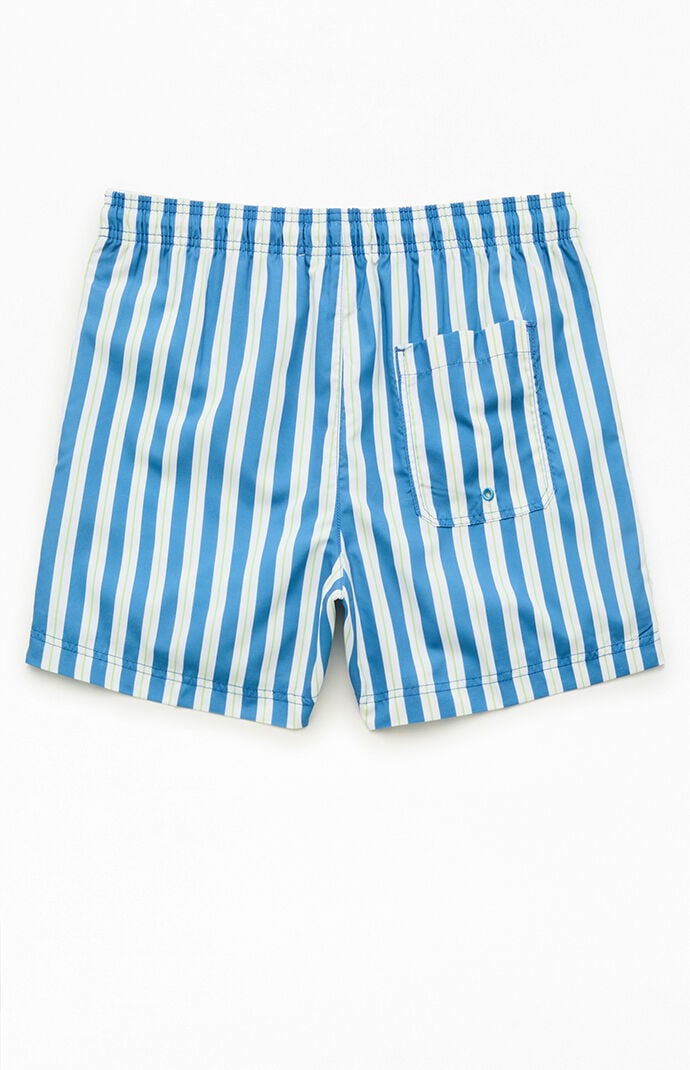 Pacsun Blue Resort Striped 4.5" Swim Trunks