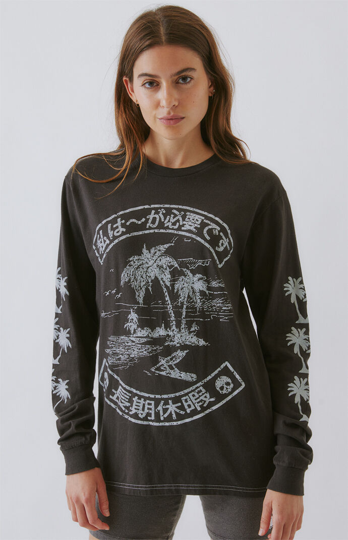 Vintage Surf Palm Tree Long Sleeve T-Shirt