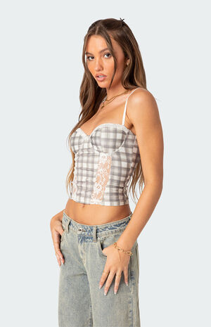 Plaid Printed Cupped Corset image number 4