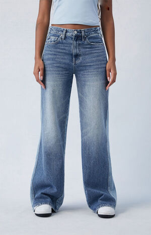Eco Two-Tone Mid Rise Baggy Jeans image number 2