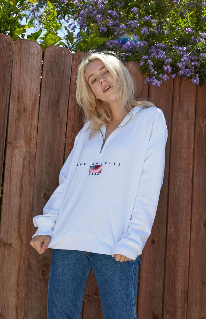 white half zip sweatshirt
