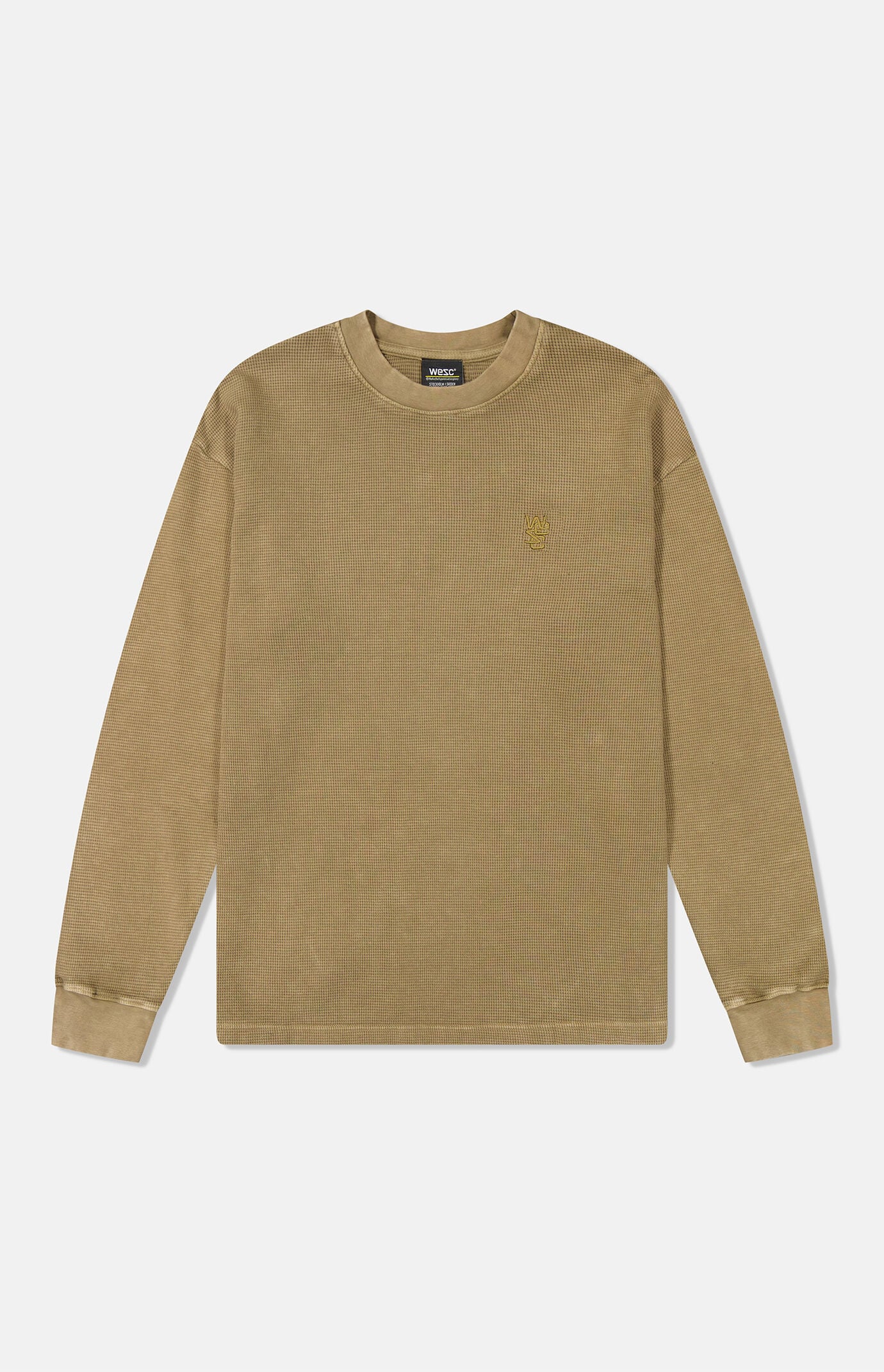 WeSC Twill Thermal Enzyme Washed Vertical Logo Long Sleeve T-Shirt