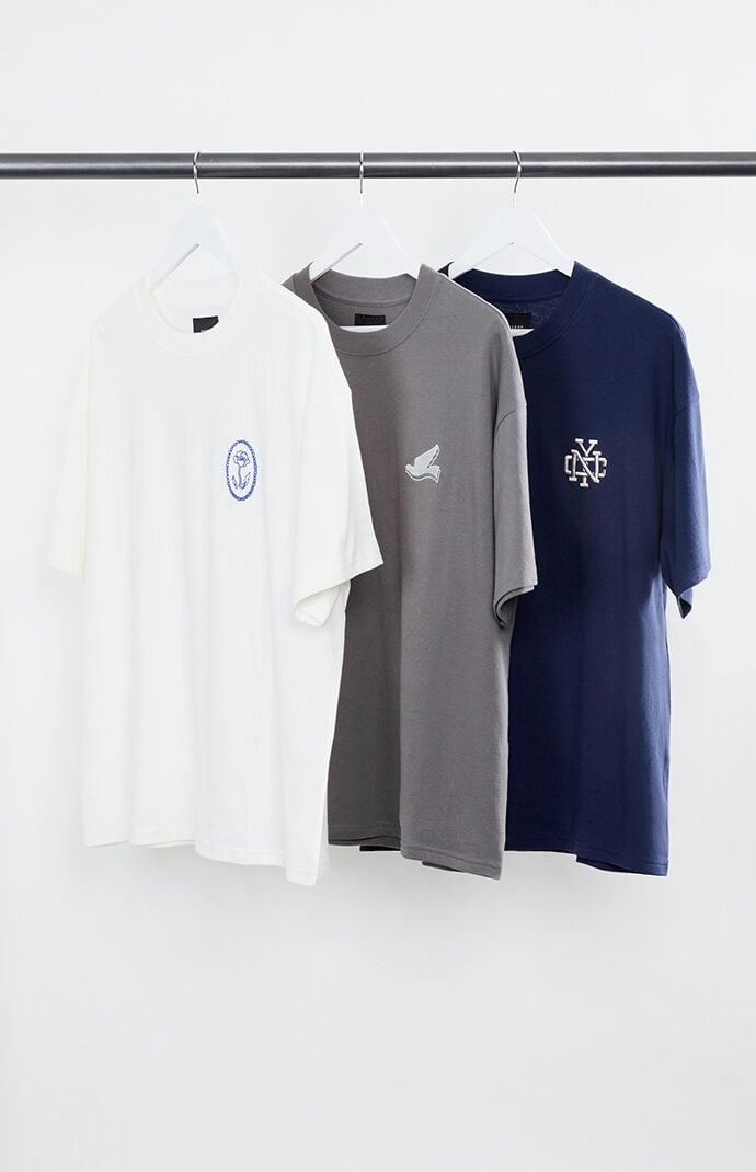 Pacsun 3 Pack Neutral Embroidered T-Shirts