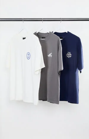3 Pack Neutral Embroidered T-Shirts image number 1