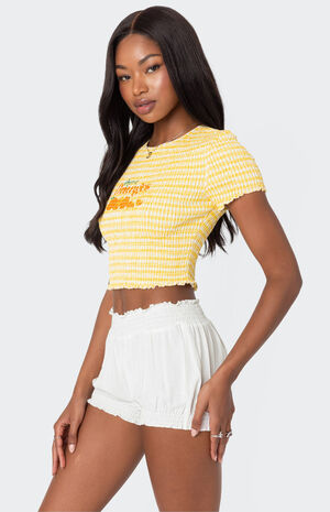 Orange Smocked Gingham Top image number 4