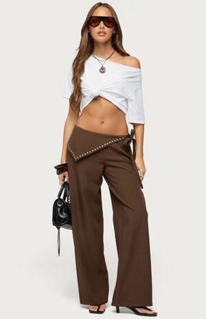 Avery Studded Foldover Straight Leg Pants image number 5