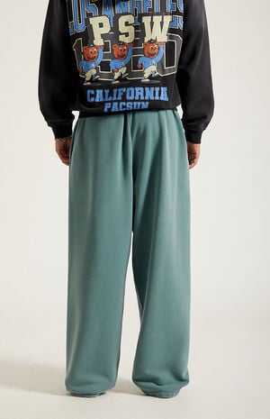 Green Washed Fleece Extreme Baggy Sweatpants image number 4