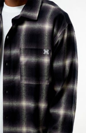 Black & Purple&nbsp;Plaid Long Sleeve Flannel Shirt image number 2