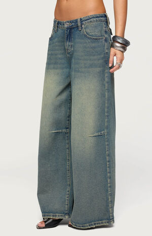 Adjustable Button Low Rise Baggy Jeans image number 2