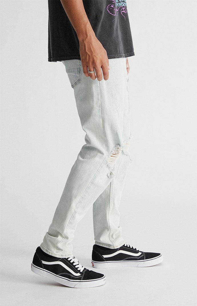 PacSun Light Destroyed Slim Taper Jeans PacSun