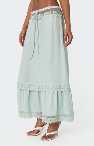 Semi Sheer Lacey Maxi Skirt image number 4