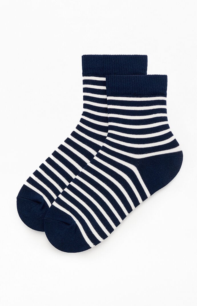 John Galt Navy & White Striped Quarter Ankle Socks