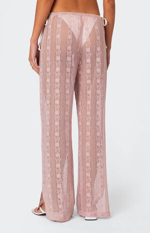 Embroidered Sheer Lace Pants image number 5