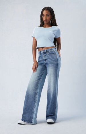 Eco Two-Tone Mid Rise Baggy Jeans