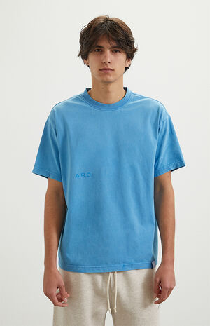 Blue Vintage Wash Heavyweight Cropped Boxy T-Shirt image number 2