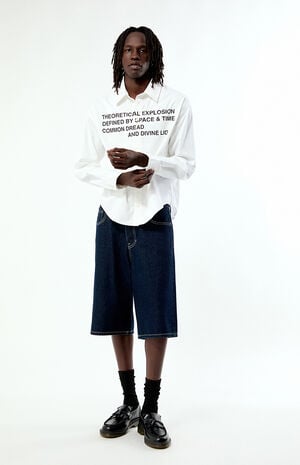 White Common Space Solid Long Sleeve Oxford Shirt image number 5