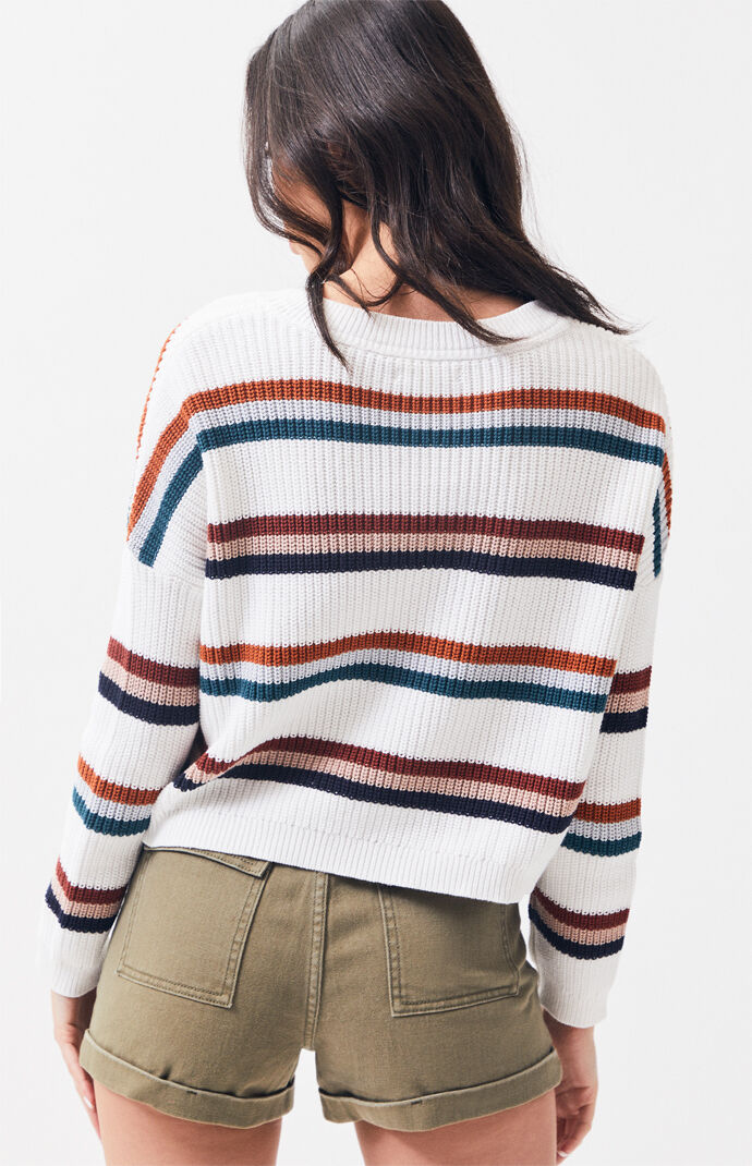 Stripe V-Neck Pullover Sweater