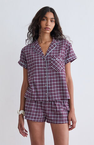 Flannel Short Sleeve Pajama Shirt image number 2