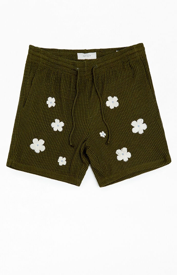 PacSun Green Flower Crochet Shorts PacSun