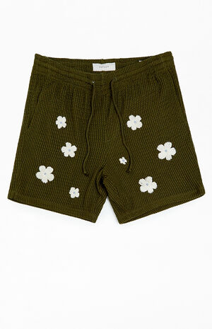Green Flower Crochet Shorts image number 1