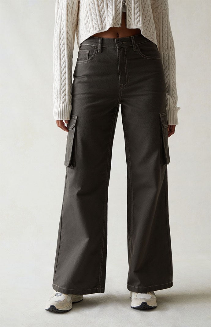 PacSun Green High Waisted Wide Leg Cargo Pants PacSun