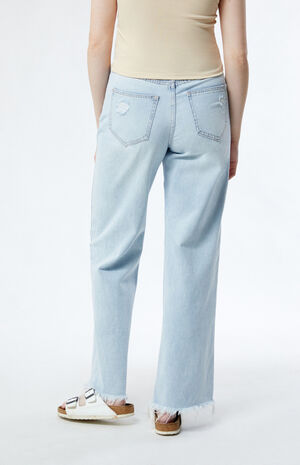 Light Indigo Ripped High Waisted Wide Leg Jeans image number 4