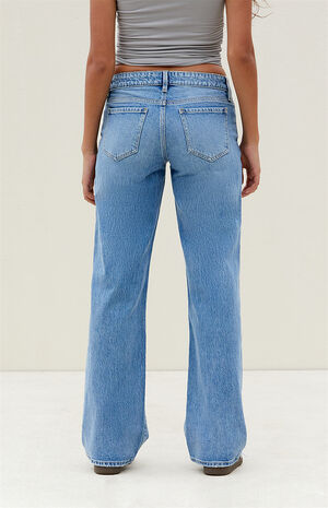 Medium Indigo Rivet Low Rise Girlfriend Jeans image number 4