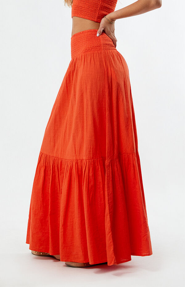 Jeannie Orange Palm Maxi Skirt main image 0
