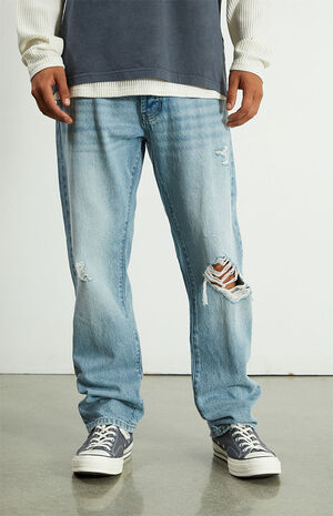 Eco Medium Indigo Ripped Straight Jeans image number 2