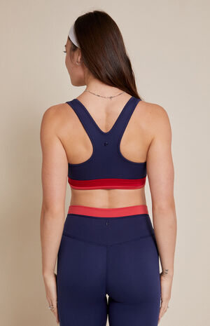 PAC WHISPER Active Navy Double Bias Sports Bra image number 4