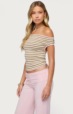 Zory Striped Off-The-Shoulder Top image number 2