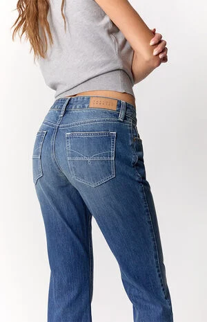 Jade Low Rise Bootcut Jeans Contrast Stitch Dark Blue image number 5