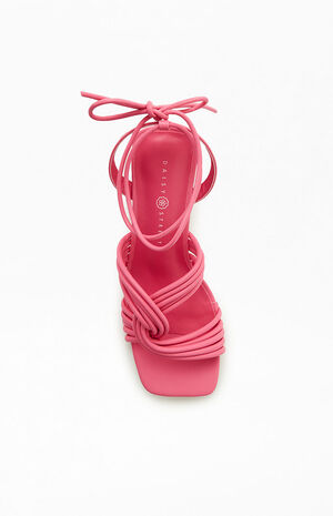 Women's Pink Strappy Heeled Sandals image number 5