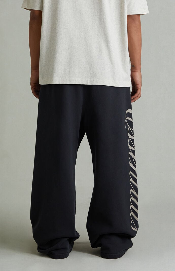 Fear of God ESSENTIALS Vintage Black Script Logo Lounge Fleece Baggy Sweatpants