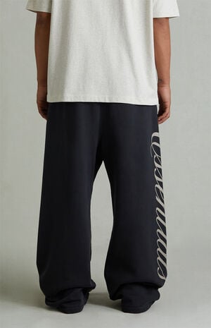Vintage Black Script Logo Lounge Fleece Baggy Sweatpants image number 6