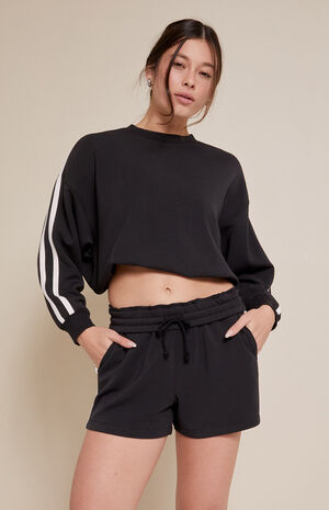 Active Black Stripe Side Sweat Shorts image number 2