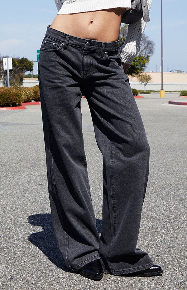 Low Rise Washed Black Baggy Jeans Topshop Ember Low Rise Straight