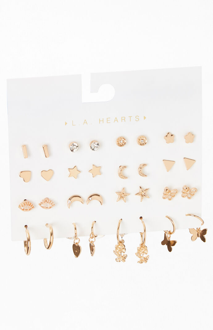 La hearts 16 pack on sale star and moon earrings