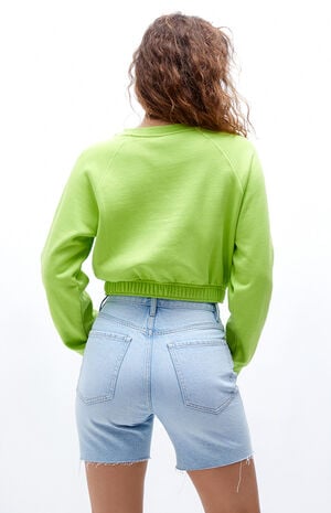 Cropped Cinched Henley Sweatshirt image number 4