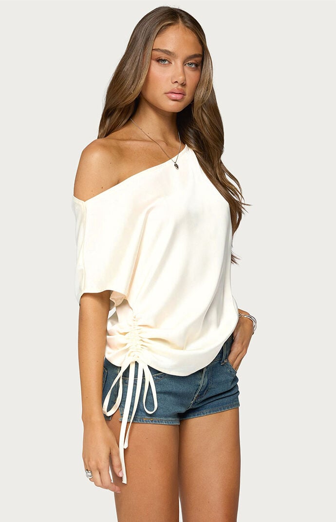 Edikted Jori Off Shoulder Satin Effect Top
