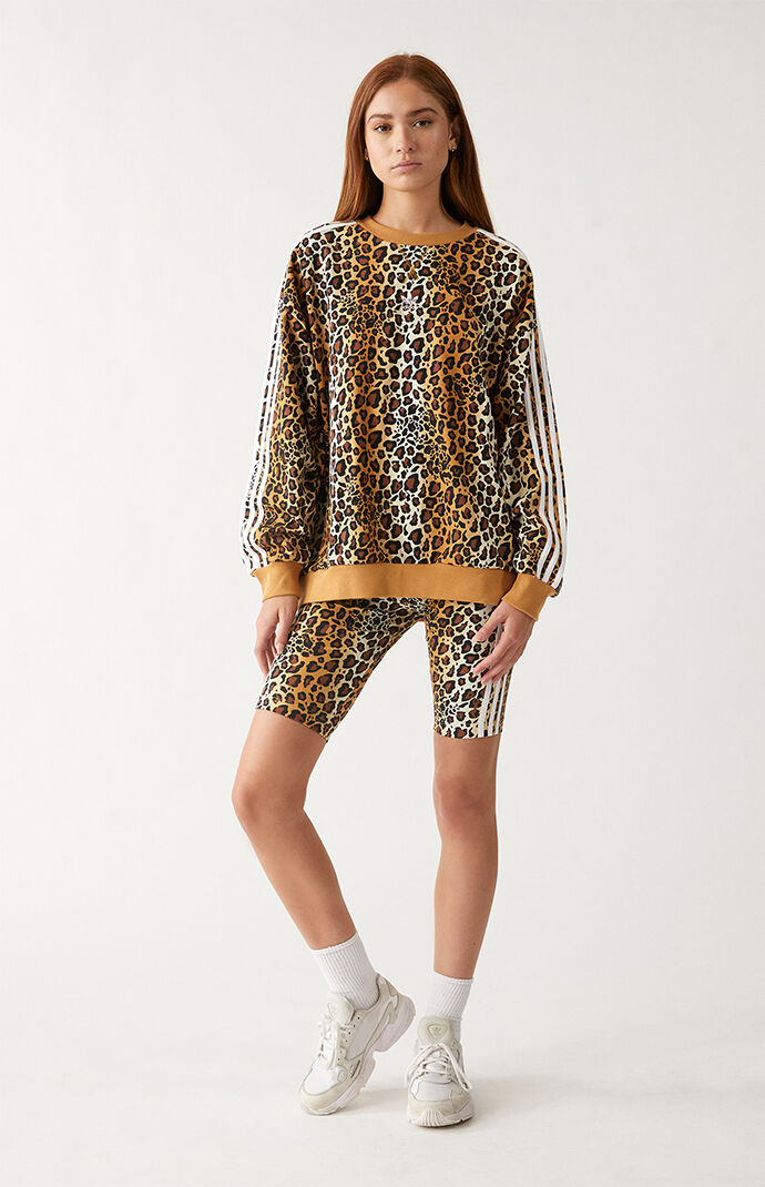 Adidas originals all over print leopard overhead hoodie shop