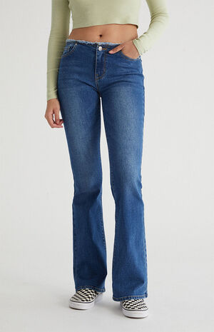 Dark Blue No Waistband Low Rise Bootcut Jeans image number 1