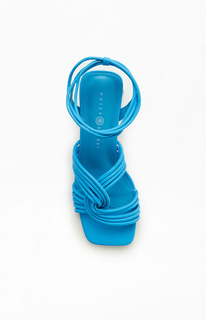 Women's Blue Strappy Heeled Sandals image number 5