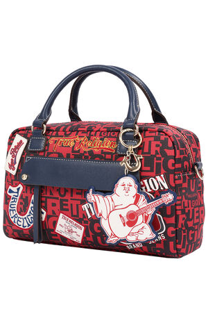 Red Multi Patch Graphic Satchel Bag image number 3