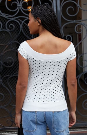 Polka Dot Ginny Off-The-Shoulder Short Sleeve Top image number 3