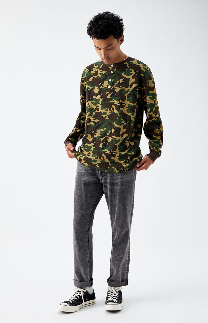 Duck Camo Thermal Henley Long Sleeve T-Shirt