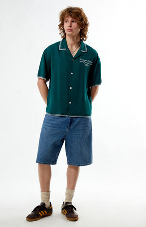x PacSun ESDA Chain Stitch Cropped Camp Shirt image number 4