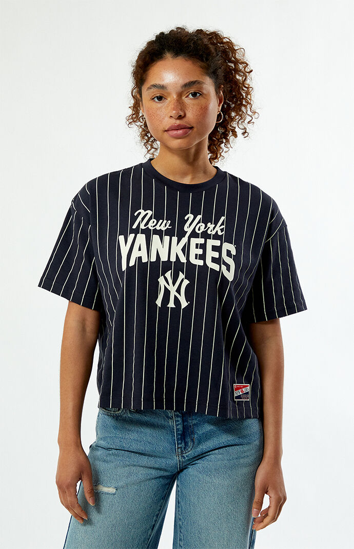 New Era NY Yankees Striped Boxy Cropped T-Shirt | Pacsun