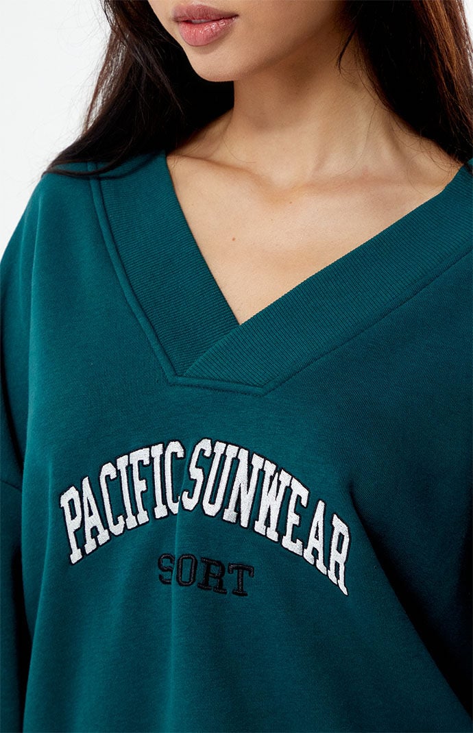 【BAON】[unisex] Lacto Sporty Printed V-neck Sweatshirt Pacsun Pacific Sunwear Sport V-Neck Sweatshirt | PacSun