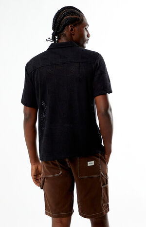 Black Triangle Knit Camp Shirt image number 3